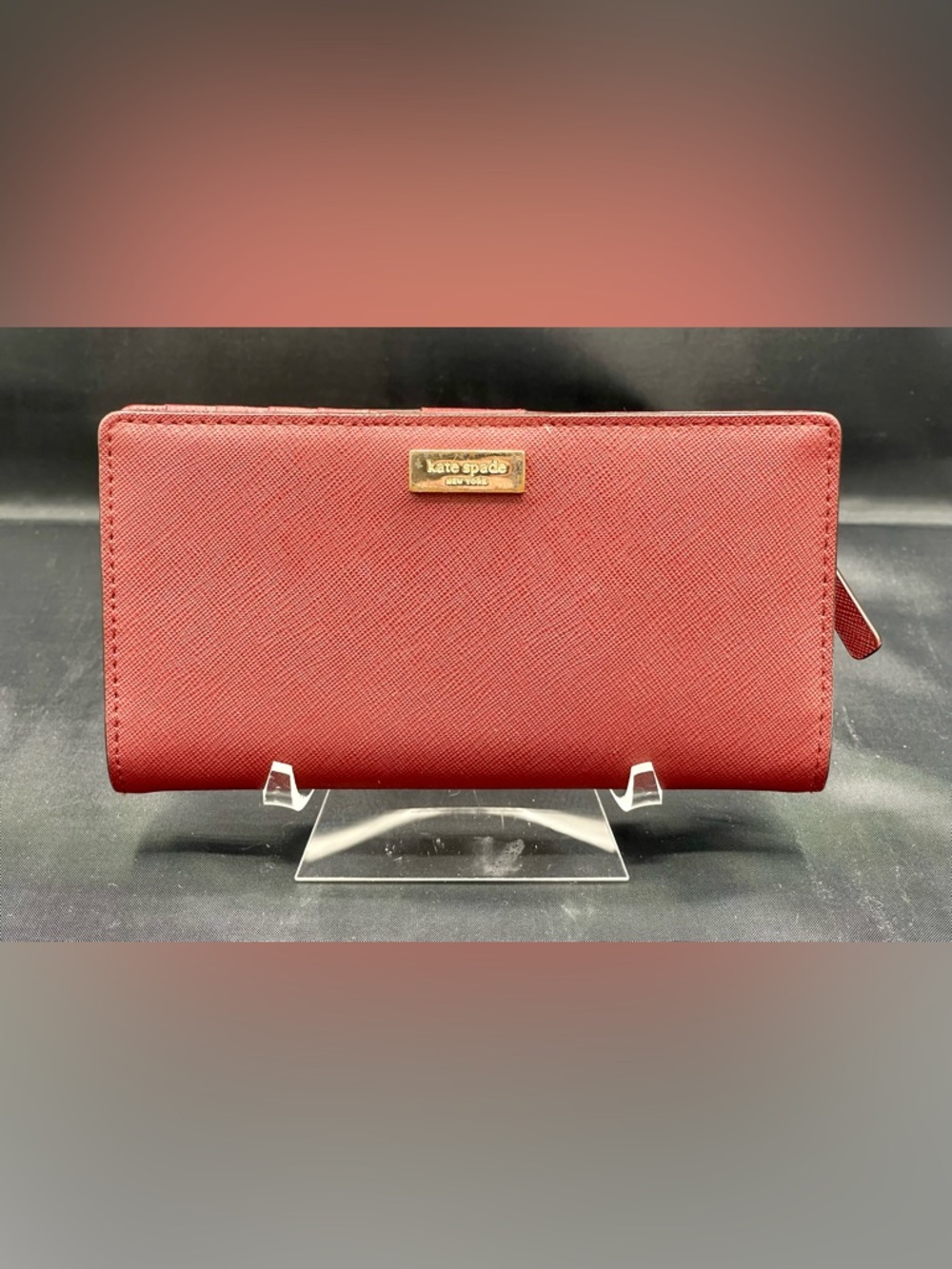 Kate Spade Bi-Fold Wallet in Red Jam Saffiano Leather